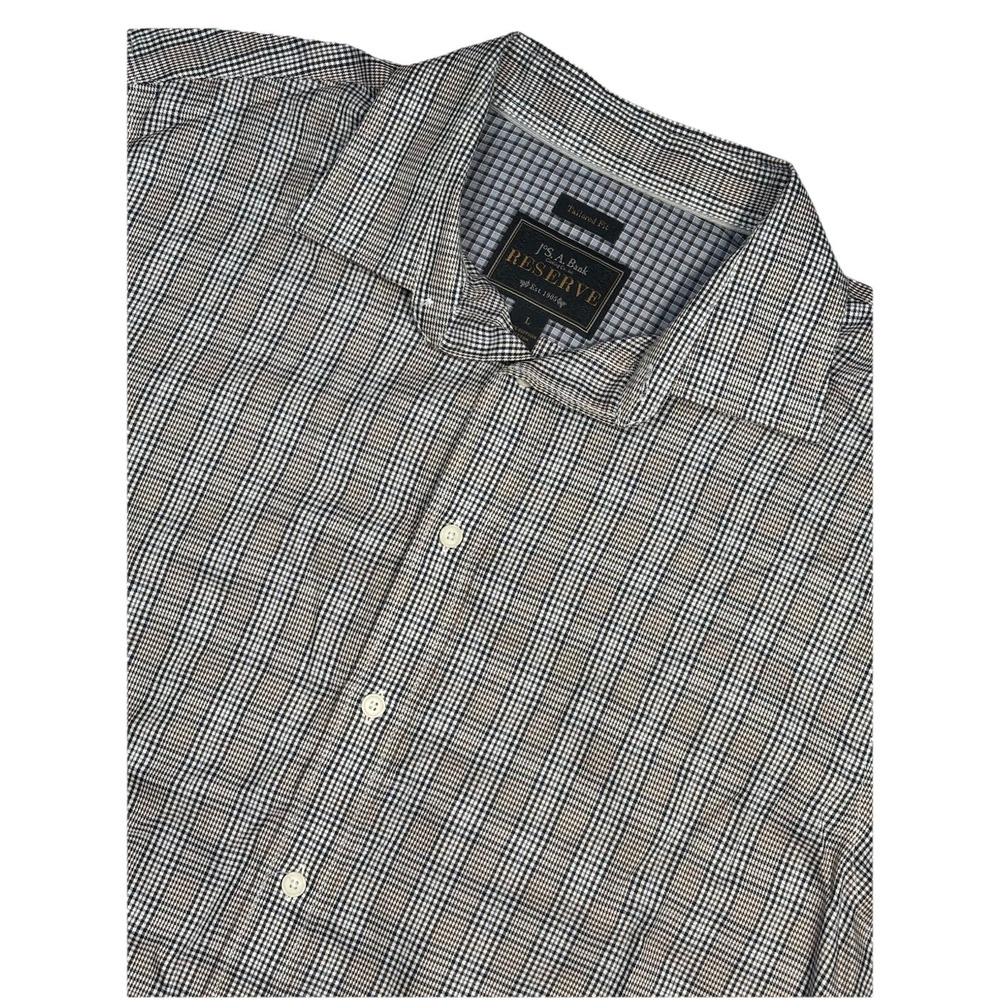 Jos A Bank Reserve Egyptian Cotton Tailored Fit Shirt Mens L Check Plaid